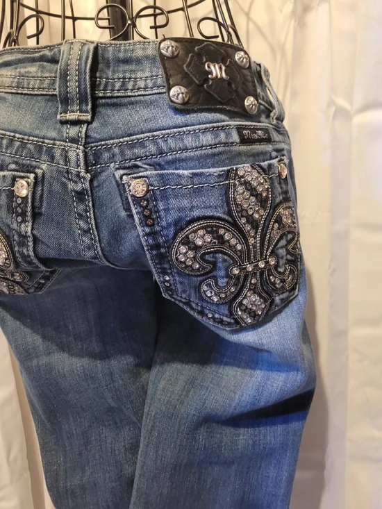 Miss Me Blue Distressed Boot Cut Jeans - Picture 3 of 5
